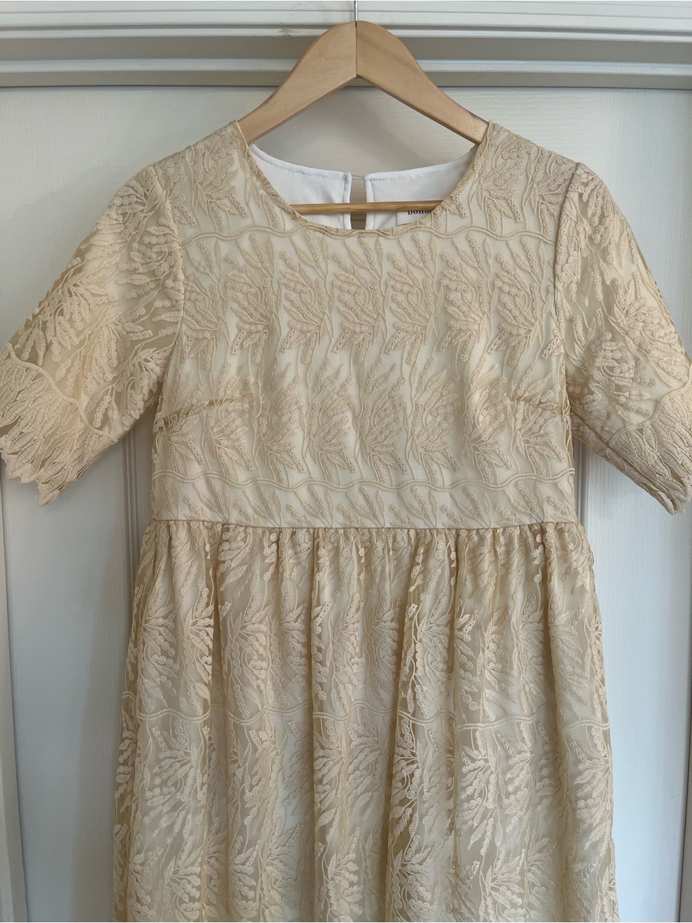 Bohme Cream Lace Short-Sleeve Dress